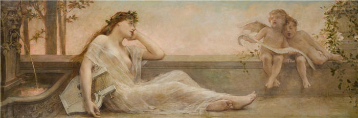 莱昂·弗朗索瓦·科梅尔（Léon François Comerre，法国画家）高清油画作品-《黄昏做白日梦》