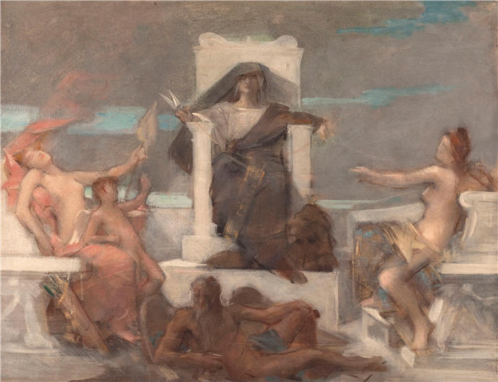 莱昂·弗朗索瓦·科梅尔(Léon François Comerre,法国画家)高清油画作品-《命运(1884)》