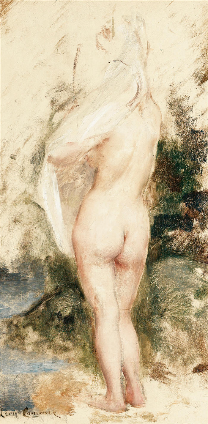 莱昂·弗朗索瓦·科梅尔（Léon François Comerre，法国画家）高清油画作品-《一个裸体女人的研究》