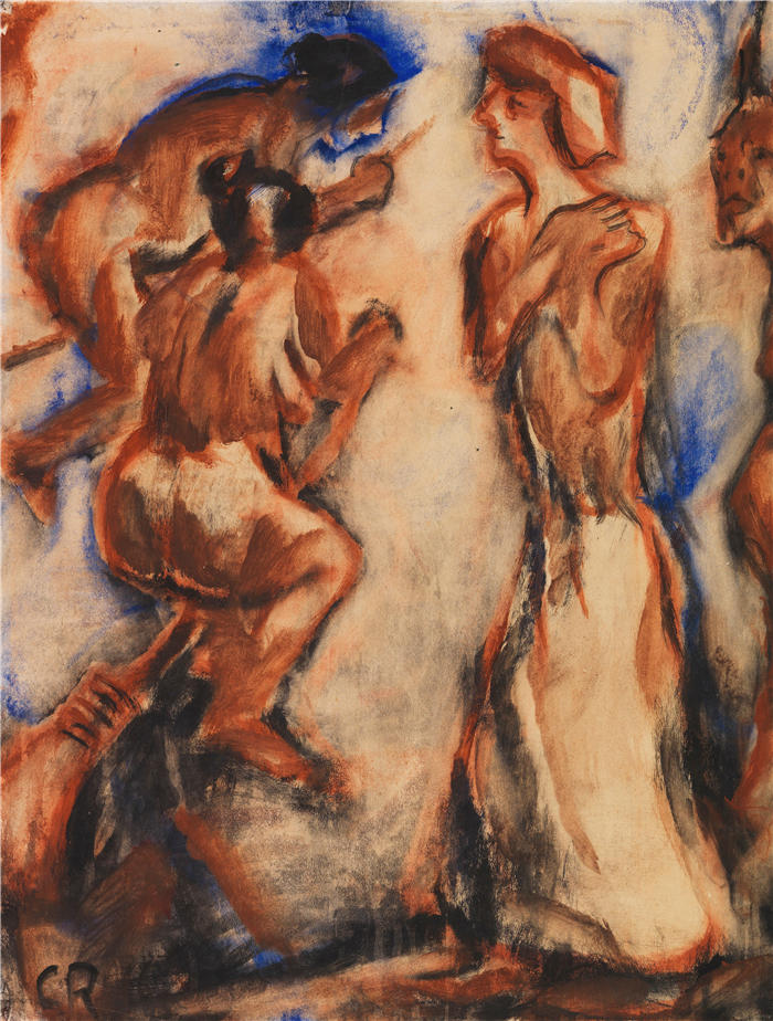 克里斯蒂安·罗尔夫斯（Christian Rohlfs，德国画家）绘画作品-《巫术骑马（1916）》
