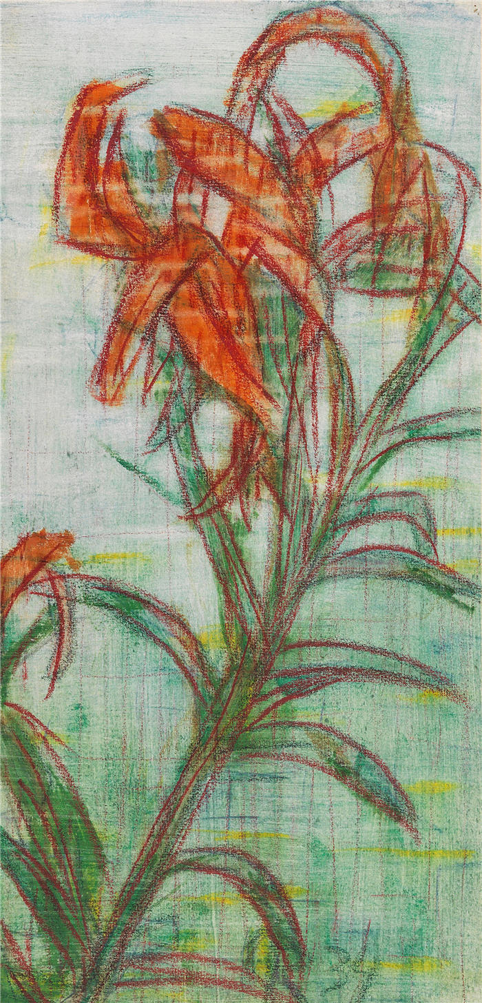 克里斯蒂安·罗尔夫斯(Christian Rohlfs,德国画家)绘画作品-《布鲁门蒂勒本(1934)》