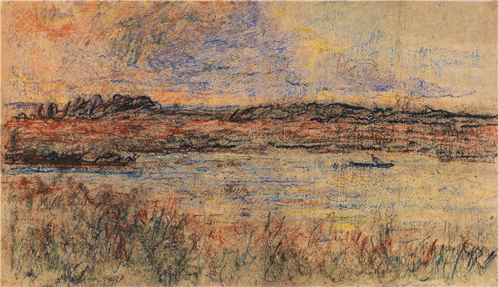 克里斯蒂安·罗尔夫斯(Christian Rohlfs,德国画家)绘画作品-《暮光之湖(1911)》
