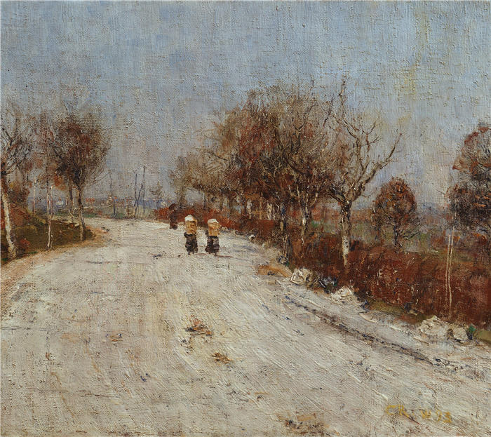 克里斯蒂安·罗尔夫斯（Christian Rohlfs，德国画家）绘画作品-《通往格尔梅罗达之路 (1893)》