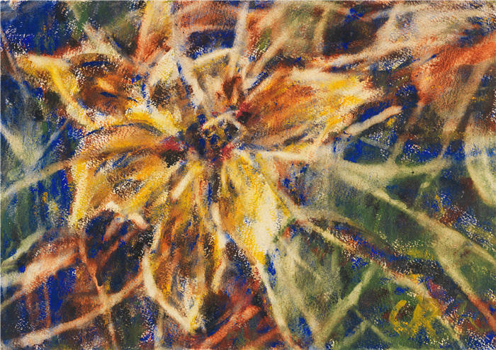 克里斯蒂安·罗尔夫斯(Christian Rohlfs,德国画家)绘画作品-《黄玉兰(1930)》