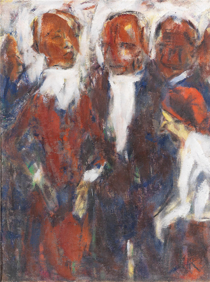 克里斯蒂安·罗尔夫斯（Christian Rohlfs，德国画家）绘画作品-《歌手 (1921)》