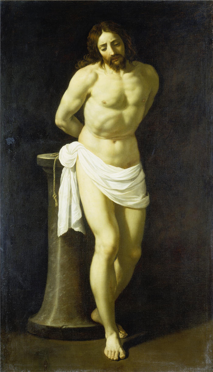 吉多·雷尼（Guido Reni，意大利画家）高清油画作品-《基督在柱子上（约 1603 年）》