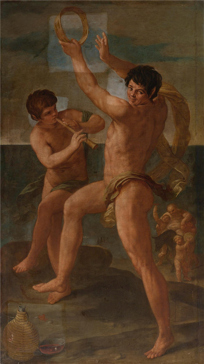 吉多·雷尼（Guido Reni，意大利画家）高清油画作品-《两个放荡不羁的舞者》