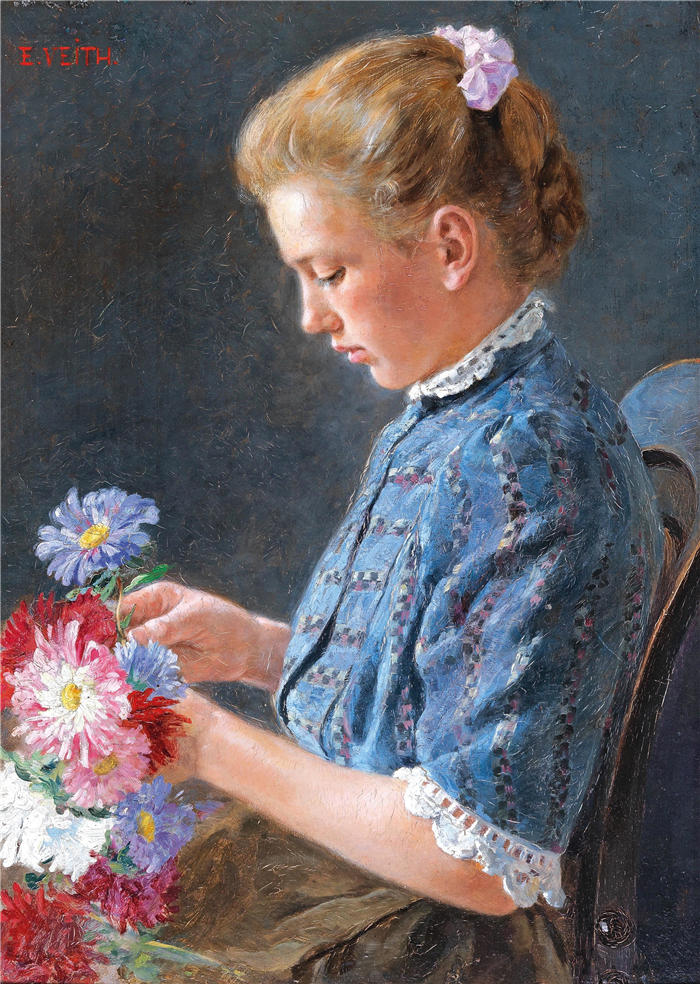 爱德华·维思（Eduard Veith，奥地利画家）高清作品-《来自湿货市场的维也纳女孩（1903年）》