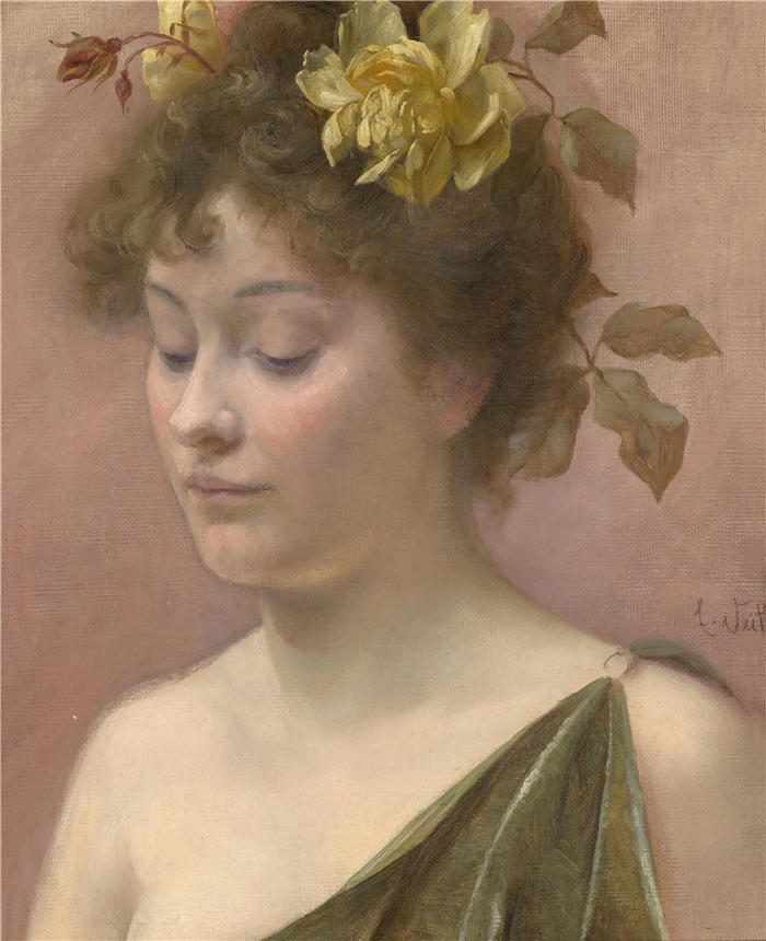 爱德华·维思（Eduard Veith，奥地利画家）高清作品-《一个年轻女人的肖像》