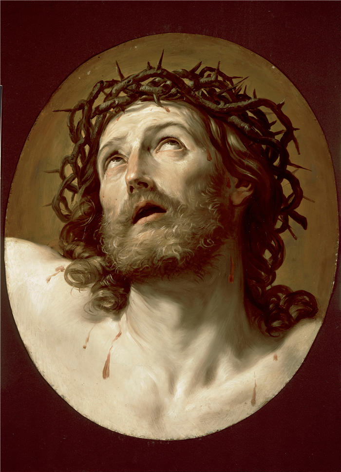 吉多·雷尼（Guido Reni，意大利画家）高清油画作品-《基督头戴荆棘冠冕（1630 年代初）》