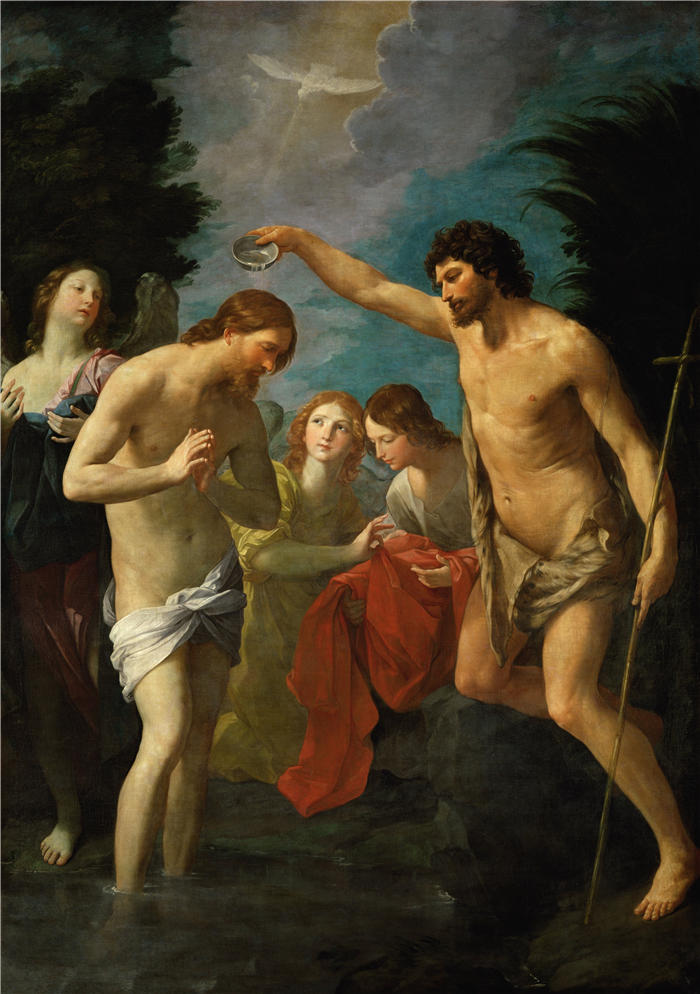 吉多·雷尼（Guido Reni，意大利画家）高清油画作品-《基督的洗礼》