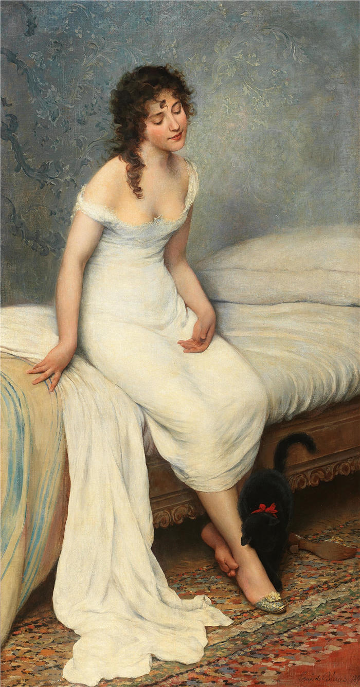 尤金·冯·布拉斯 (Eugene von Blaas，意大利画家)高清油画作品-《 觉醒 (1893)》