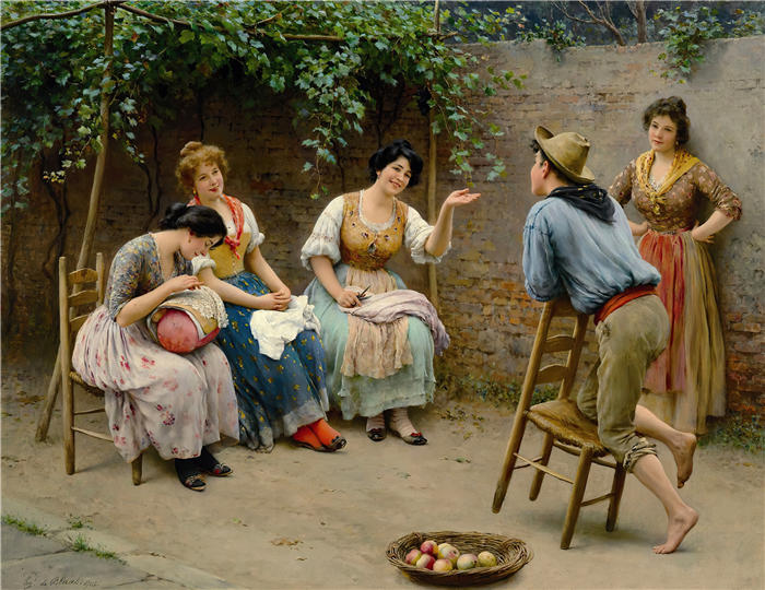 尤金·冯·布拉斯 (Eugene von Blaas，意大利画家)高清油画作品-《 普劳德雷 (1905)》