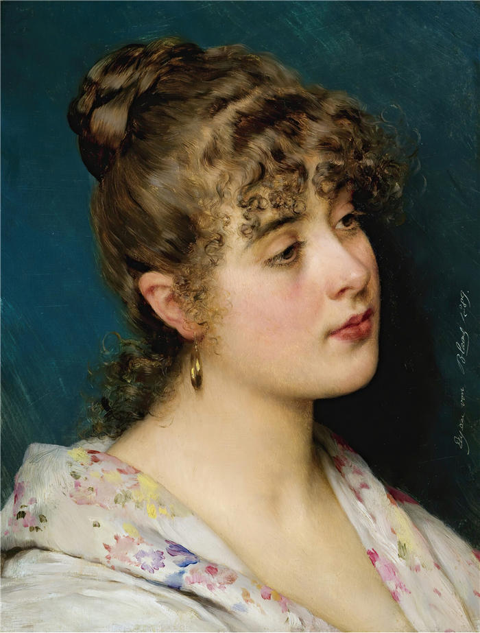 尤金·冯·布拉斯 (Eugene von Blaas，意大利画家)高清油画作品-《 威尼斯之美 (1889)》
