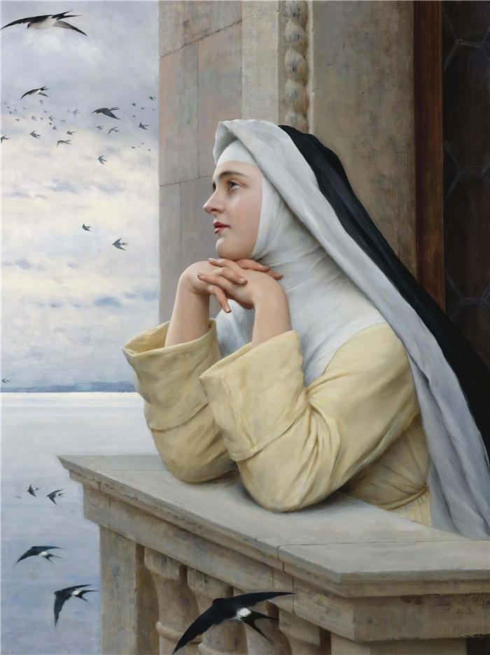 尤金·冯·布拉斯 (Eugene von Blaas意大利画家)高清油画作品-《 上帝的造物 (1913)》