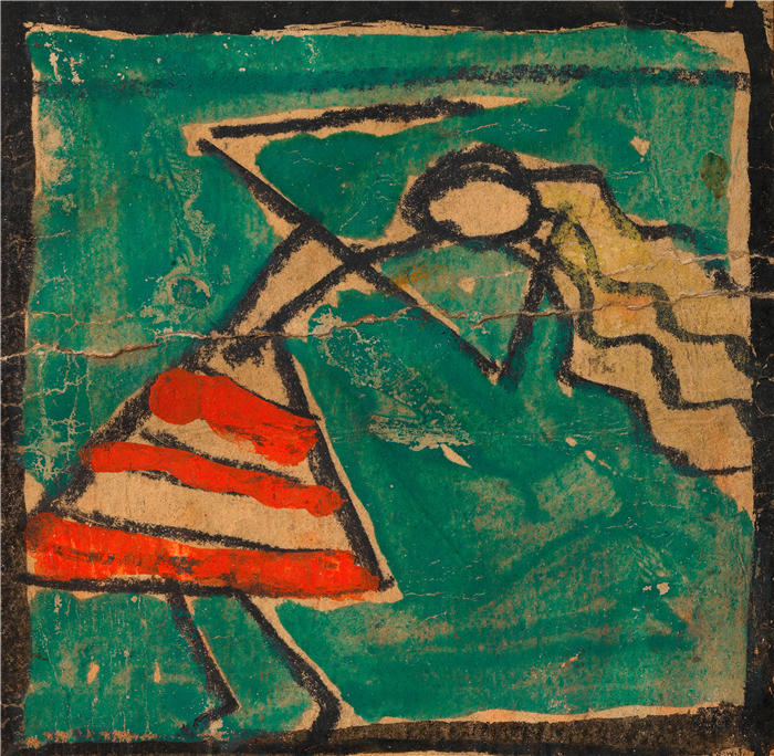 埃贡·席勒（ Egon Schiele，奥地利画家）高清作品-《穿着红白裙子的舞者（1918）》