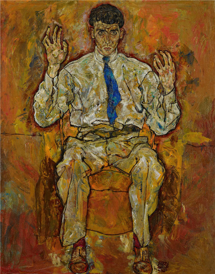 埃贡·席勒（ Egon Schiele，奥地利画家）高清作品-《巴黎·冯·居特斯洛 (1887-1973) (1918) 的肖像》