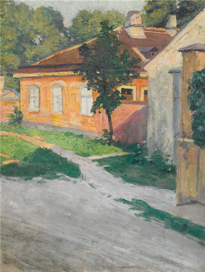 埃贡·席勒（ Egon Schiele，奥地利画家）高清作品-《赫特尔多夫之家 (1907)》