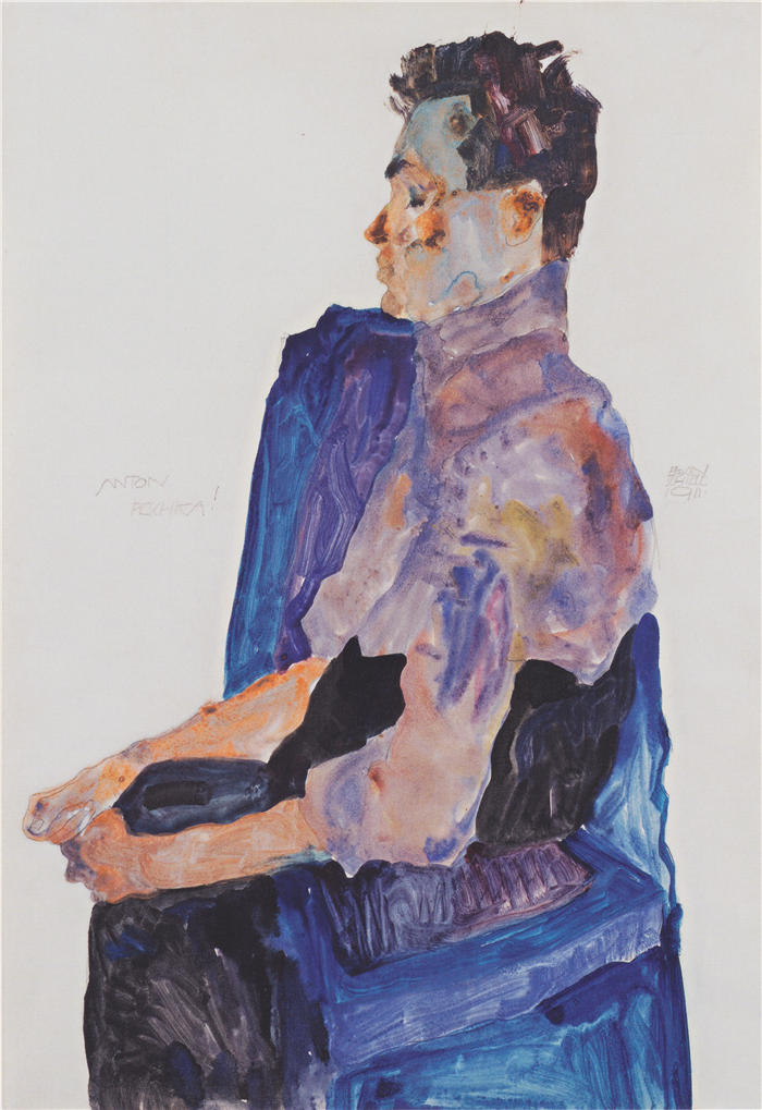 埃贡·席勒（ Egon Schiele，奥地利画家）高清作品-《安东·佩施卡 (Anton Peschka) 的肖像 (1911)》