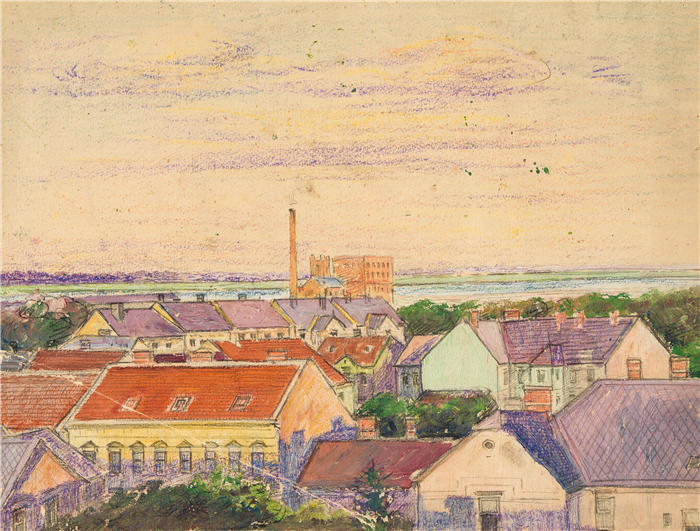 埃贡·席勒（ Egon Schiele，奥地利画家）高清作品-《城市景观 (1906)》