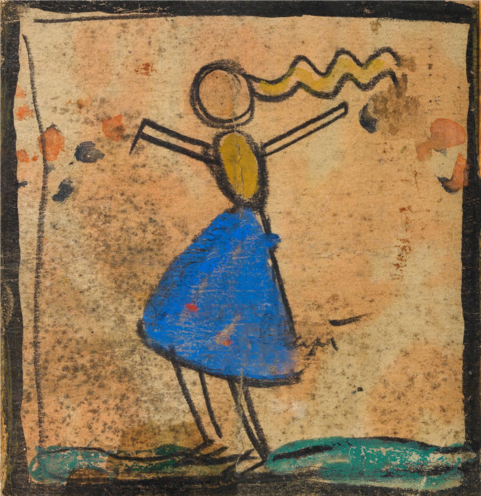 埃贡·席勒（ Egon Schiele，奥地利画家）高清作品-《穿着蓝色裙子的舞者（1918）》