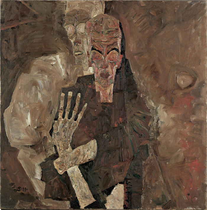 埃贡·席勒（ Egon Schiele，奥地利画家）高清作品-《Self-Seer II（死与人）（1911）》