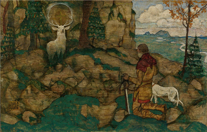 埃贡·席勒（ Egon Schiele，奥地利画家）高清作品-《圣休伯特的愿景（1916）》