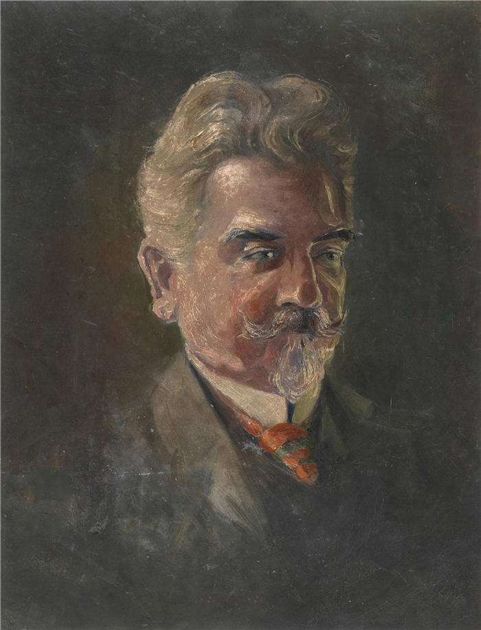 埃贡·席勒（ Egon Schiele，奥地利画家）高清作品-《利奥波德·齐哈切克 (Leopold Czihaczek) 的肖像 (1907)》