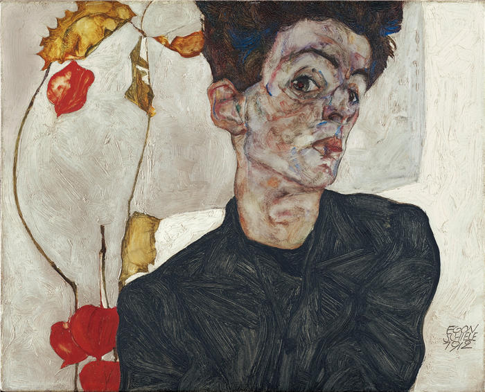 埃贡·席勒（ Egon Schiele，奥地利画家）高清作品-《酸浆自画像（1912）》