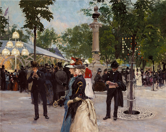 保罗·费舍尔(Paul Fischer，丹麦画家)高清作品-《蒂沃利的夏夜（1888年） 》