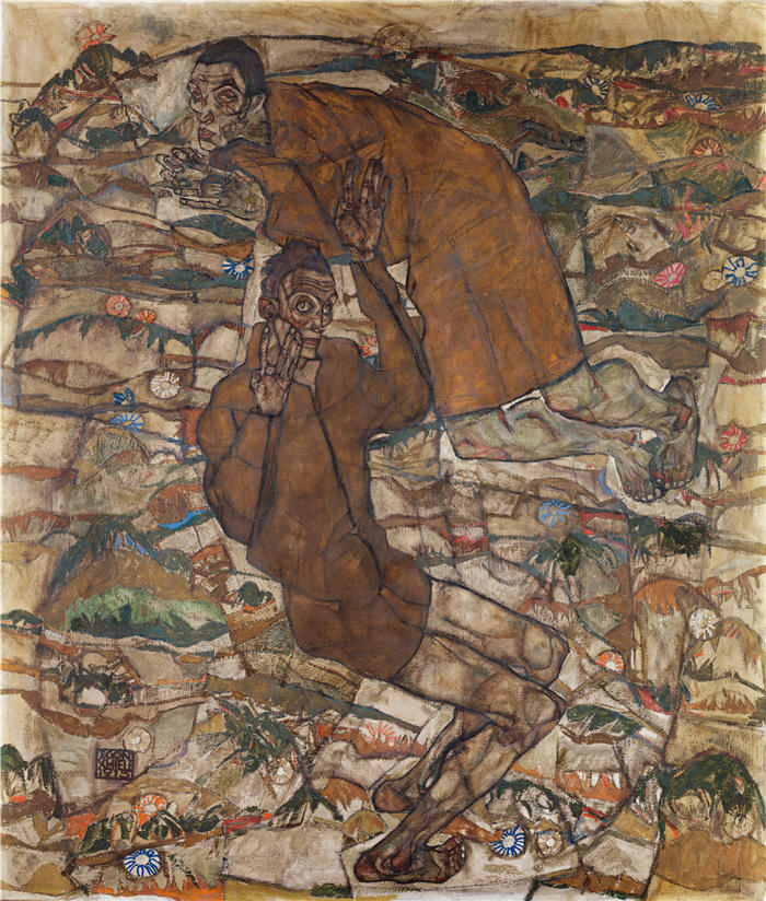 埃贡·席勒( Egon Schiele,奥地利画家)高清作品-《悬浮(盲人II)(1915)》
