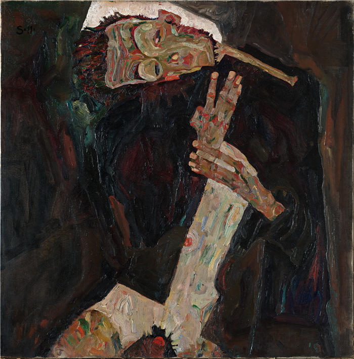 埃贡·席勒( egon schiele,奥地利画家)高清作品-《作词家 (1911)》