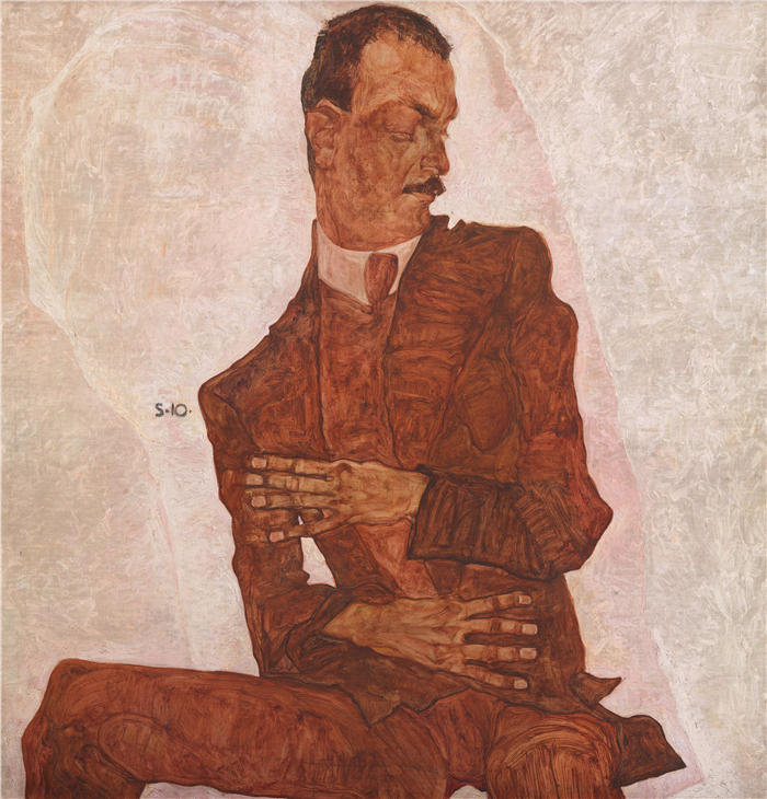 埃贡·席勒（ Egon Schiele，奥地利画家）高清作品-《肖像亚瑟罗斯勒 (1910)》