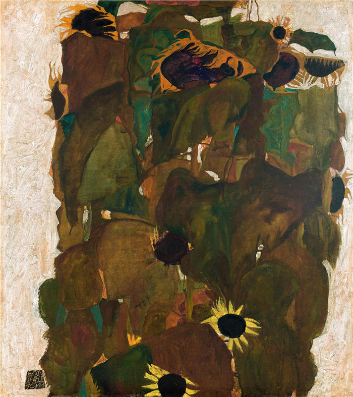 埃贡·席勒( Egon Schiele,奥地利画家)高清作品-《索南布鲁门一世 (1911)》