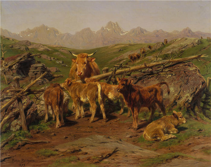 罗莎·博纳尔(rosa bonheur，法国画家)高清作品-《给小牛断奶（1879）》