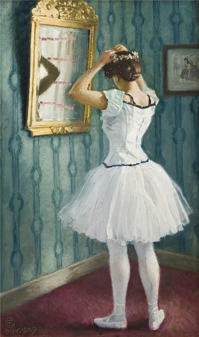 保罗·费舍尔(Paul Fischer，丹麦画家)高清作品-《准备芭蕾舞 (1909)》