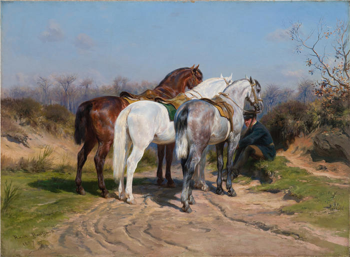 罗莎·博纳尔(rosa bonheur，法国画家)高清作品-《接力狩猎（1887）》
