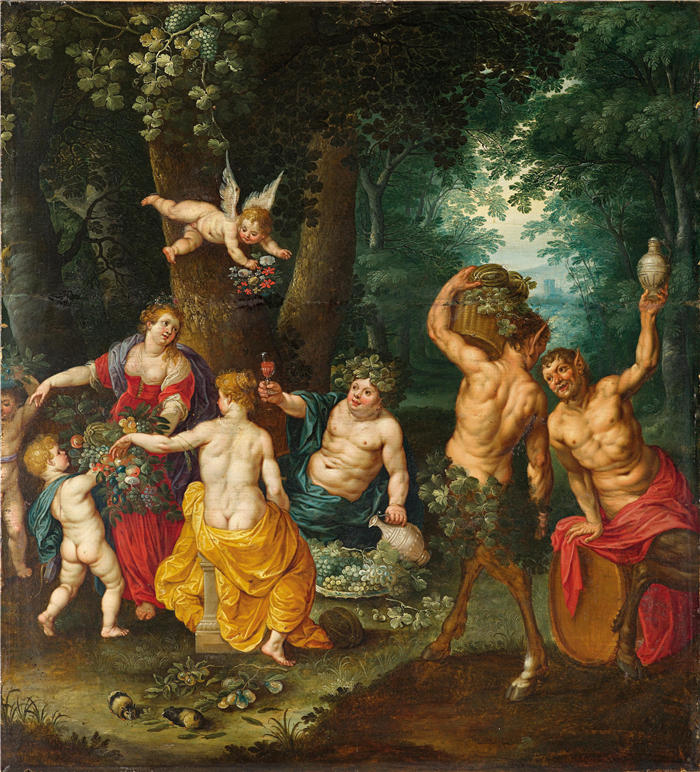 扬·布鲁格赫尔( Jan Brueghel The Elder,意大利画家)高清作品-《酒神盛宴(Sine Cerere Et Baccho Friget Venus)》