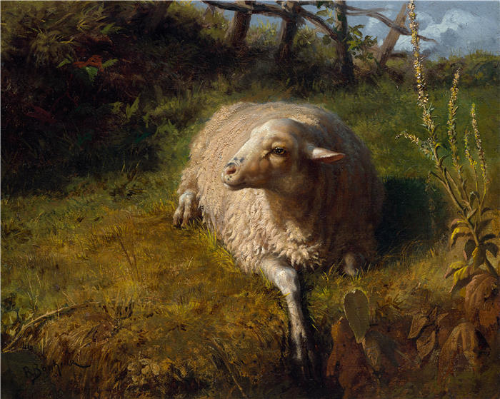 罗莎·博纳尔(rosa bonheur，法国画家)高清作品-《一只羊休息（19世纪下半叶）》