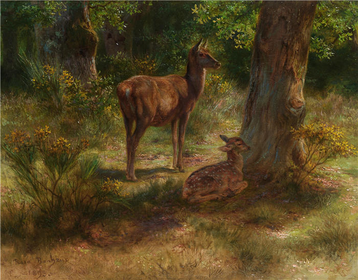 罗莎·博纳尔(rosa bonheur，法国画家)高清作品-《森林里的鹿和野兽》
