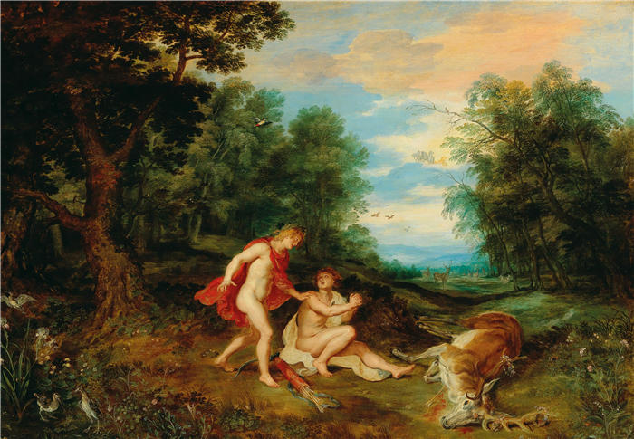 扬·布鲁格赫尔（ Jan Brueghel The Elder,意大利画家）高清作品-《阿波罗安慰 Cyparissus》