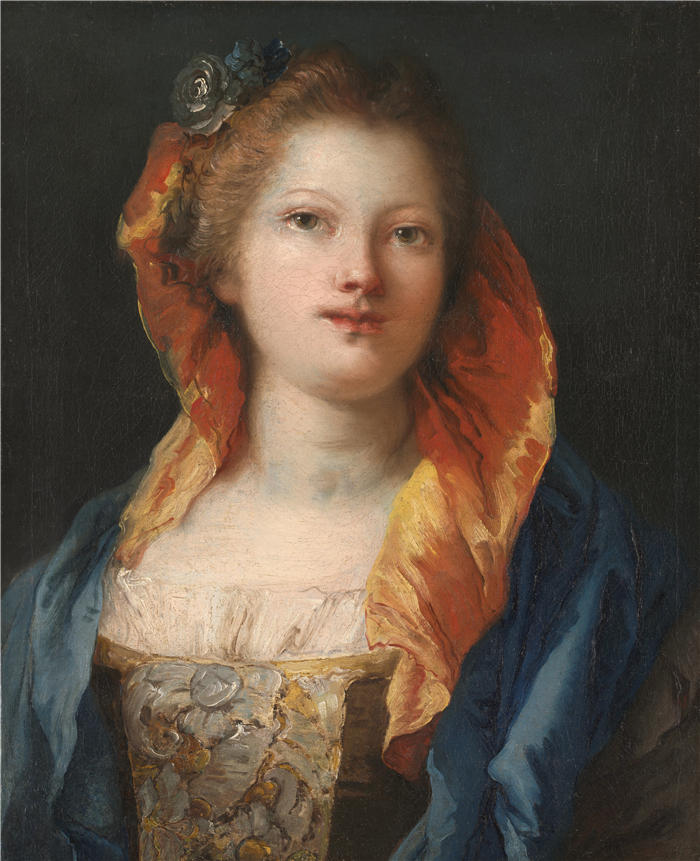 乔瓦尼·多梅尼科·蒂埃波洛（Giovanni Domenico Tiepolo，意大利画家）高清油画下载-《女人的肖像（1762-1770）》
