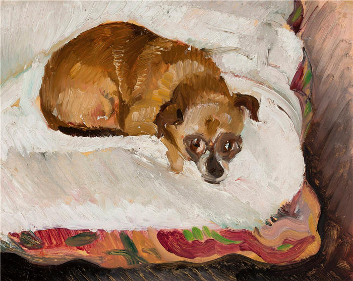 齐格蒙特·瓦利舍夫斯基（Zygmunt Waliszewski，波兰画家）高清作品-《躺着的狗（1914-18）》
