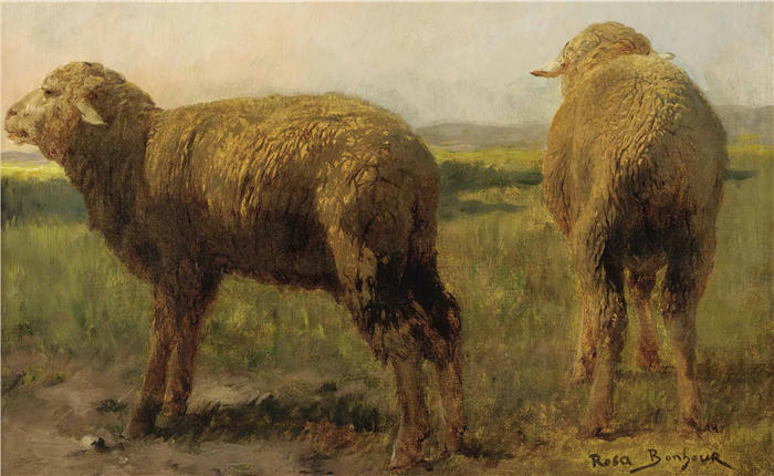 罗莎·博纳尔(rosa bonheur，法国画家)高清作品-《羊在草地上》