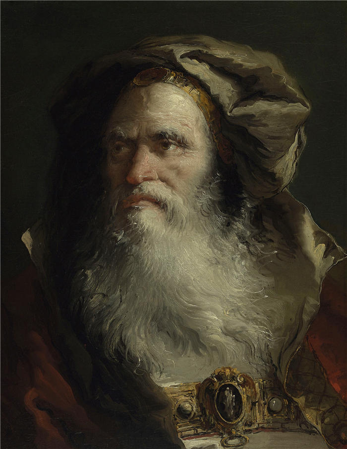 乔瓦尼·多梅尼科·蒂埃波洛(Giovanni Domenico Tiepolo,意大利画家)高清油画下载-《哲学家的头(1758)》