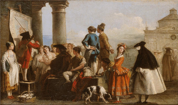 乔瓦尼·多梅尼科·蒂埃波洛（Giovanni Domenico Tiepolo，意大利画家）高清油画下载-《讲故事的人 (1773-1777)》