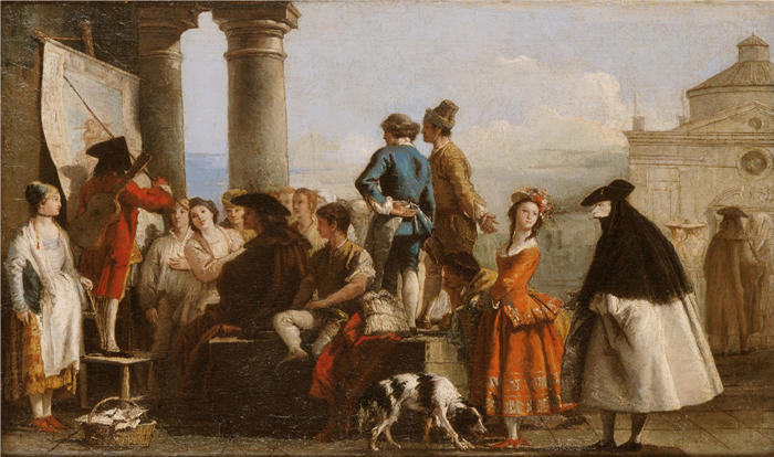 乔瓦尼·多梅尼科·蒂埃波洛(Giovanni Domenico Tiepolo,意大利画家)高清油画下载-《讲故事的人 (1773-1777)》