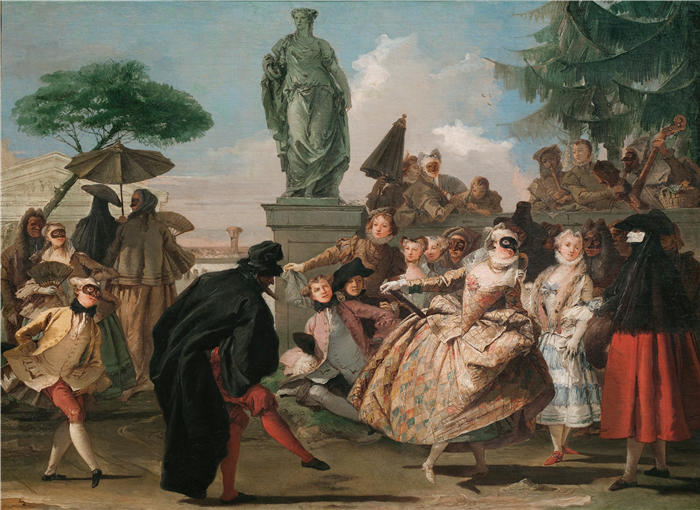 乔瓦尼·多梅尼科·蒂埃波洛(Giovanni Domenico Tiepolo,意大利画家)高清油画下载-《小步舞曲 (1756)》