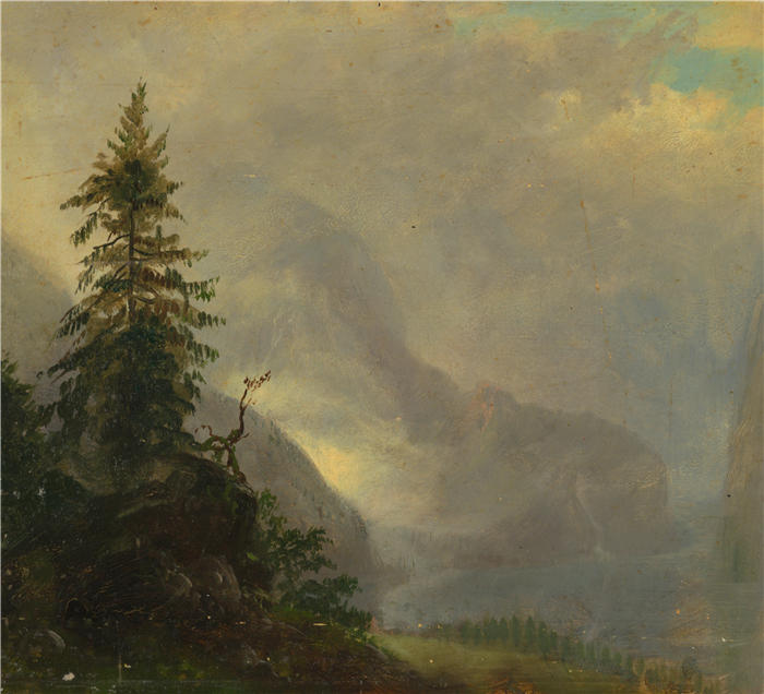 弗雷德里克·埃德温·丘奇(Frederic Edwin Church,美国画家)高清作品-《巴伐利亚贝希特斯格登附近的科尼希湖(1868 年)》