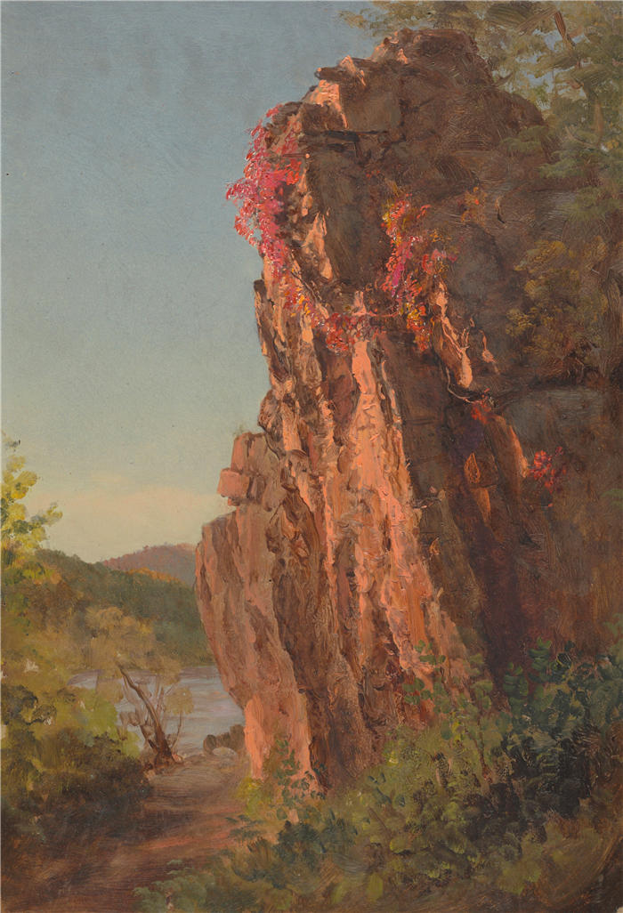 弗雷德里克·埃德温·丘奇(Frederic Edwin Church,美国画家)高清作品-《大岩石景观,可能是北卡罗来纳州(1865-70 年)》
